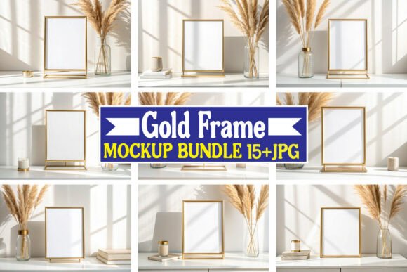 Download Gold Frame Mockup Bundle 06 - Frame mockup Collection