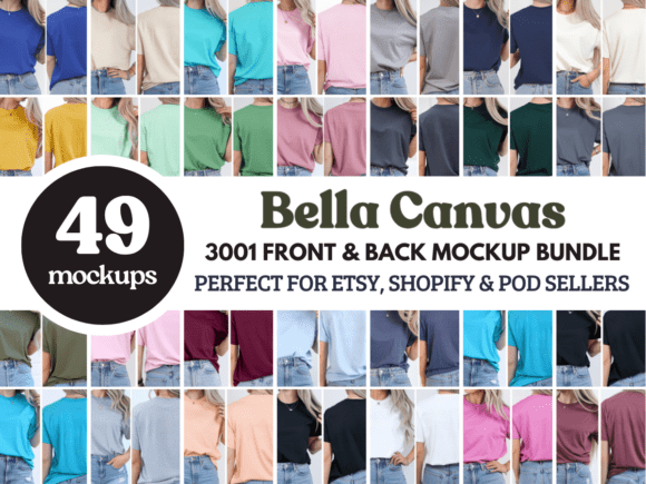 Download BC3001 Front &amp; Back Tshirt Mockup Bundle - Premium Resources