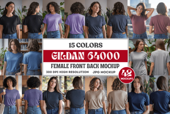 Download Gildan 64000 Front and Back Mockup Bundl - Premium Resources